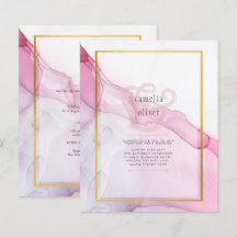 LeahG PINK Púrpura Tinta Resumen Boda INVITE