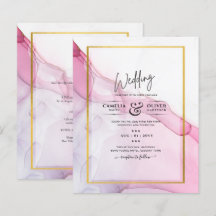 LeahG PINK Púrpura Tinta Resumen Boda INVITE