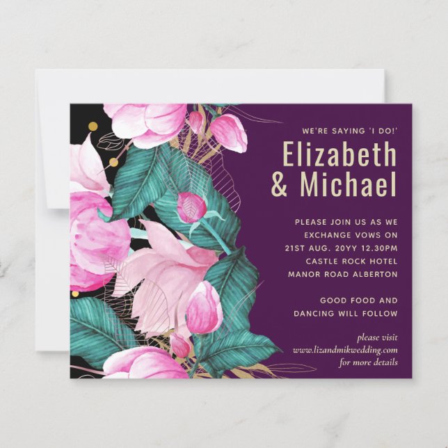 Lámina LeahG Presupuesto Roses rosados Plum Moda Boda mod (Anverso)