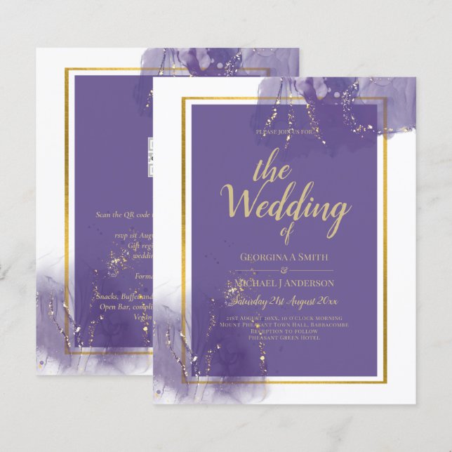 Lámina LeahG PURPLE GOLD Boda Lavender ALCOHOL INK (Anverso / Reverso)