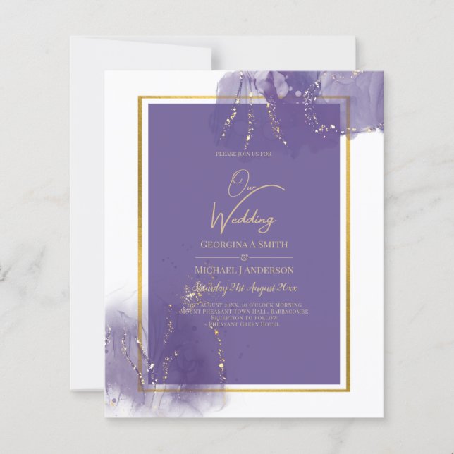 Lámina LeahG PURPLE GOLD Boda Lavender ALCOHOL INK (Anverso)