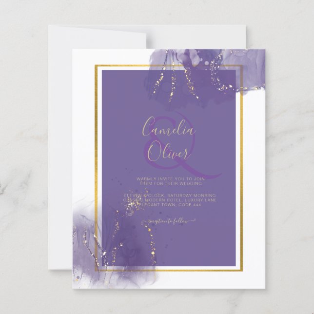 Lámina LeahG PURPLE GOLD Boda Lavender ALCOHOL INK (Anverso)