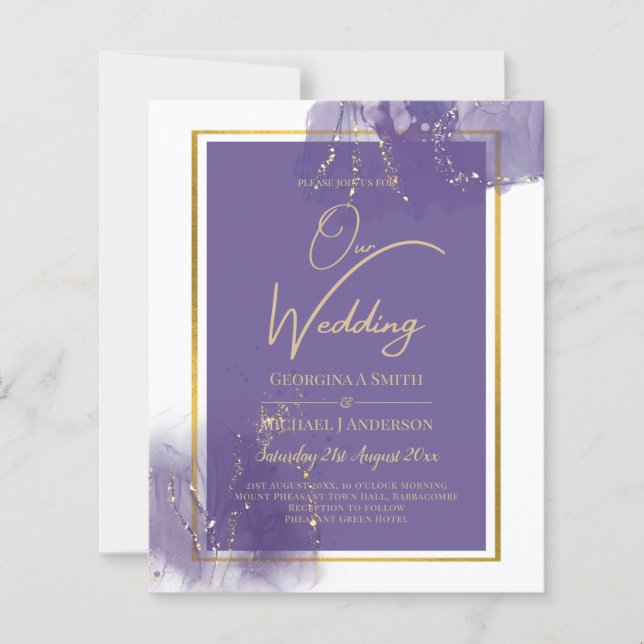 Lámina LeahG PURPLE GOLD Boda Lavender ALCOHOL INK (Anverso)