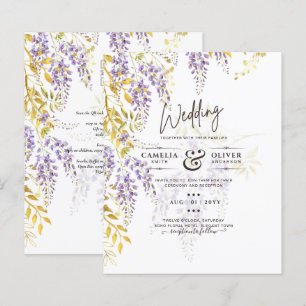 Lámina LeahG Purple Gold WISTERIA Floral Wedding INVITE