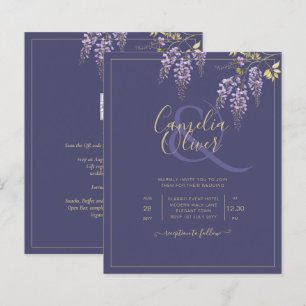 Lámina LeahG Purple Gold WISTERIA Floral Wedding INVITE
