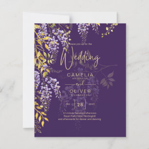 Lámina LeahG Purple Gold WISTERIA Floral Wedding INVITE