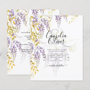 Lámina LeahG Purple Gold WISTERIA Floral Wedding INVITE