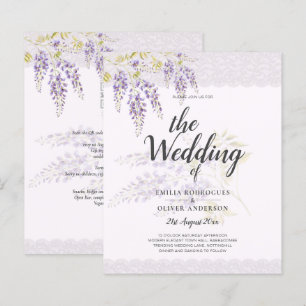 Lámina LeahG Purple WISTERIA Lace Floral Wedding INVITE