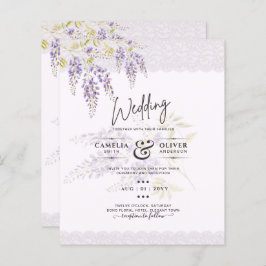 Lámina LeahG Purple WISTERIA Lace Floral Wedding INVITE