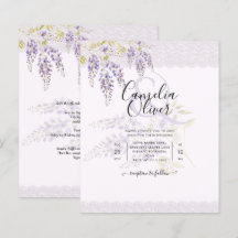 LeahG Purple WISTERIA Lace Floral Wedding INVITE