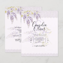 Lámina LeahG Purple WISTERIA Lace Floral Wedding INVITE