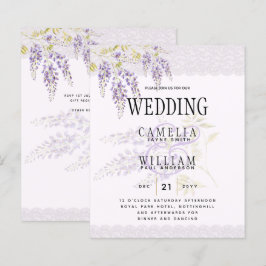 Lámina LeahG Purple WISTERIA Lace Floral Wedding INVITE