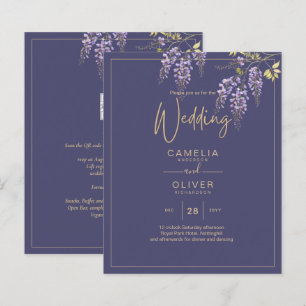 Lámina LeahG Púrpura Dorado WISTERIA Invitación de Boda F