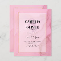 LeahG Rubor Pink Gold INK Ombre Wedding INVITE