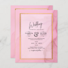 LeahG Rubor Pink Gold INK Ombre Wedding INVITE
