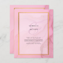 LeahG Rubor Pink Gold INK Ombre Wedding INVITE