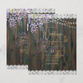 Lámina LeahG Rustic WISTERIA Lace Floral Wedding INVITE