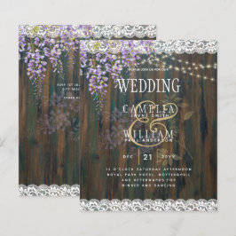 Lámina LeahG Rustic WISTERIA Lace Floral Wedding INVITE