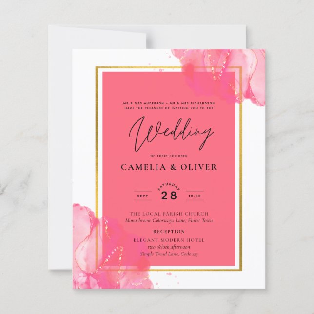 Lámina LeahG Salmon PINK DOLOR BODA Alcohol Tinta (Anverso)