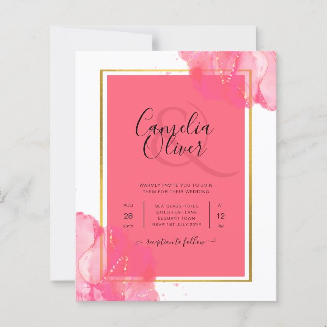 Lámina LeahG Salmon PINK DOLOR BODA Alcohol Tinta (Anverso)