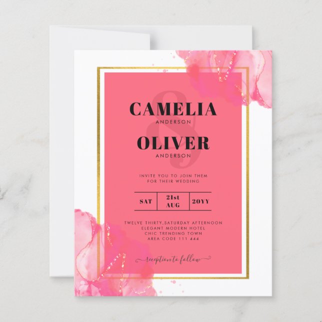 Lámina LeahG Salmon PINK DOLOR BODA Alcohol Tinta (Anverso)
