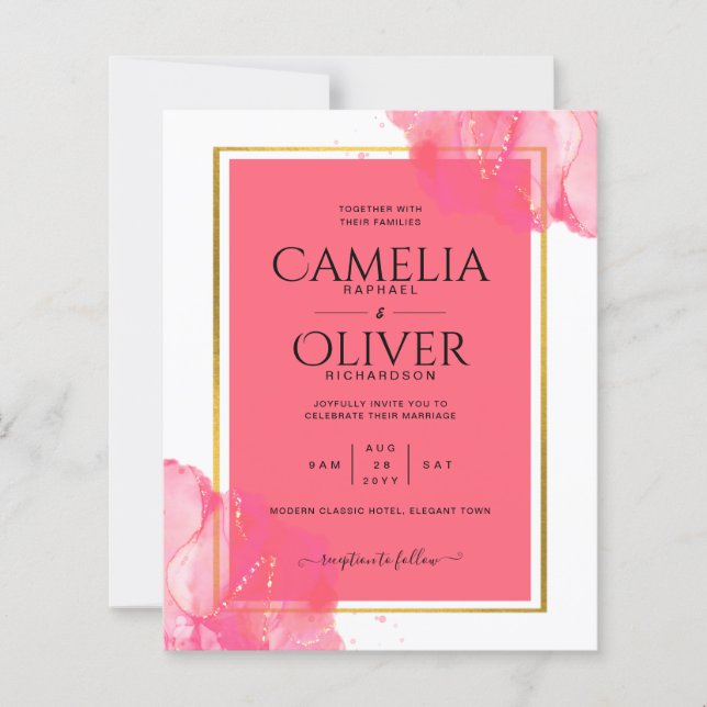 Lámina LeahG Salmon PINK DOLOR BODA Alcohol Tinta (Anverso)