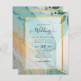 Lámina LeahG Sea Glass Verde azulado Gold INVITE