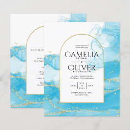 Lámina LeahG Turquoise Gold Aqua Blue Wedding INVITE