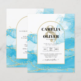 Lámina LeahG Turquoise Gold Aqua Blue Wedding INVITE