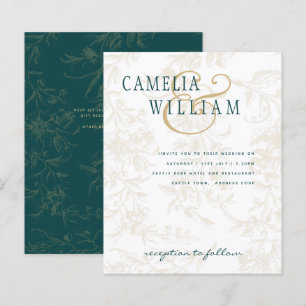 Lámina LeahG Verde Esmeralda Dorado Vintage Botánico Boda