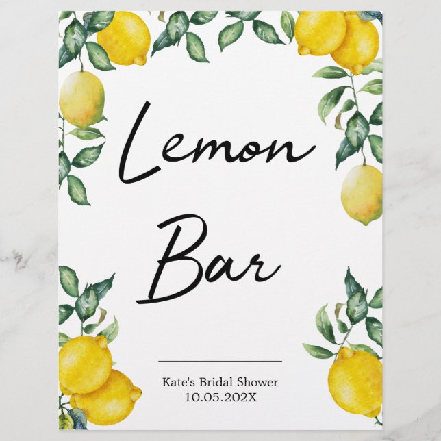 Lámina Lemon Bar lemons firma personalizada (Anverso)