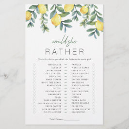 Lámina Lemon Bridal Shower Game