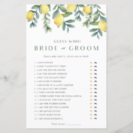 Lámina Lemon Bridal Shower Game Dijo que
