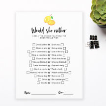 Lemon Bridal Shower preferiría jugar Script