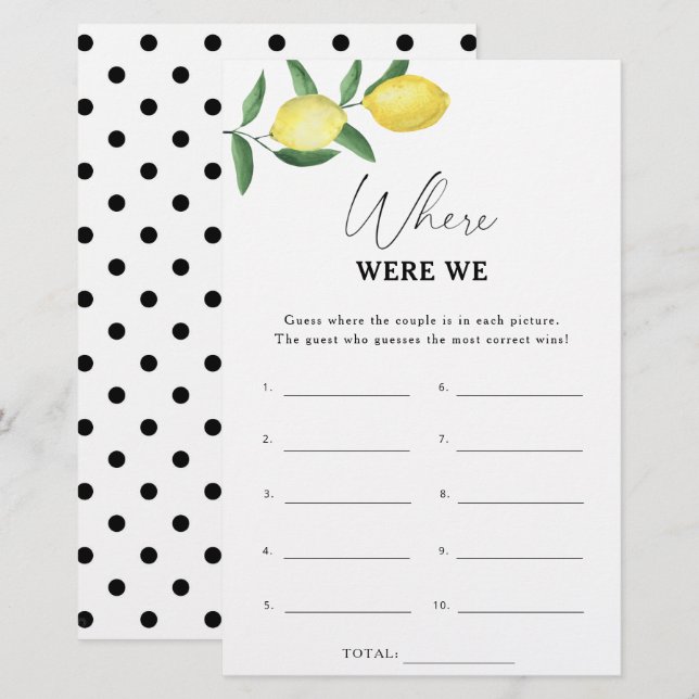 Lámina Lemon Citrus - ¿Dónde estábamos los juegos de duch (Anverso / Reverso)