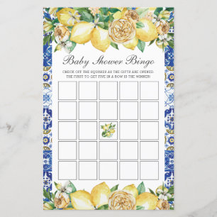 Lámina Lemon Floral Baby Bridal Shower Bingo Juego de Fie