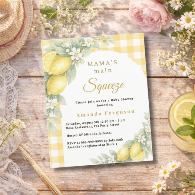 Lámina Lemon gingham main squeeze Baby Shower invitation (Subido por el creador)
