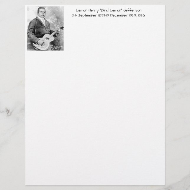 Lámina Lemon Henry Blind Lemon jefferson 1926 (Anverso)