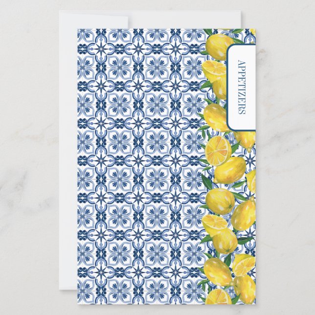 Lámina Lemon Italian blue Tile Recipe dividers (Anverso)