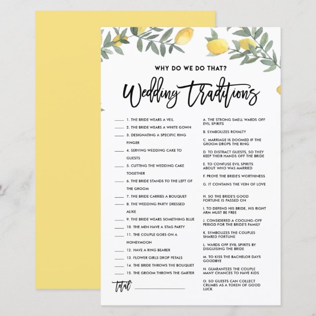 Lámina Lemon Por Qué Hacemos Ese Juego De Tradiciones Bod (Anverso / Reverso)