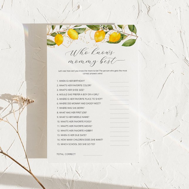 Lámina Lemon que conoce a mamá mejor juego de Baby Shower (Subido por el creador)