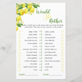 Lámina Lemon Them Bridal Shower preferiría jugar