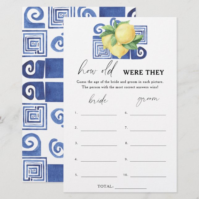 Lámina Lemones griegos - ¿Cuántos años tenían el juego de (Anverso / Reverso)