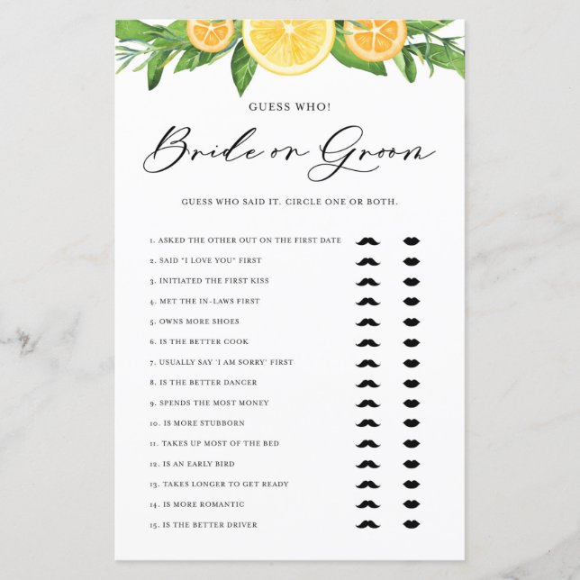 Lámina Lemones y Naranjas dijo que dijo que era novia o n (Anverso)