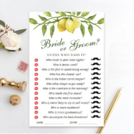 Lámina Lemons Blossom Greenery Moda Bridal Shower Game