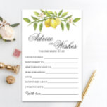 Lámina Lemons Blossom Greenery Wishes & Advance Card<br><div class="desc">Disfruta de tu ducha de novia con estos divertidos juegos. Personalice con la novia el nombre y la fecha de la ducha. Para una mayor personalización,  haga clic en el enlace "personalizar adicional". Si necesitas ayuda,  ponte en contacto conmigo,  por favor.</div>