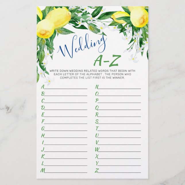 Lámina Lemons Blossom Juego de ducha de novias de doble l (Anverso)