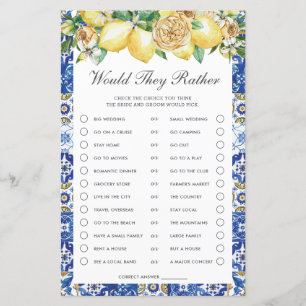 Lámina Lemons Floral Bridal Shower Prefieren Jugar