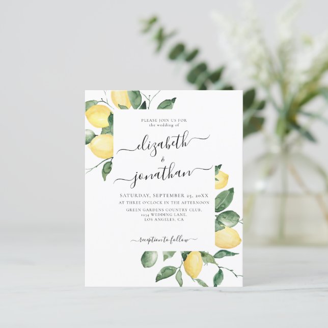 Lámina Lemons Fruit Summer Botanical Budget Boda (Anverso de pie)