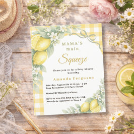 Lámina Lemons gingham squeeze bow Baby Shower invitation